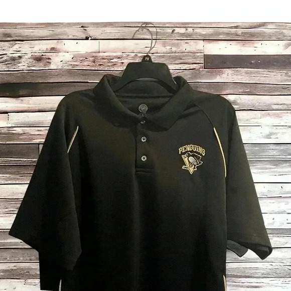 Pittsburgh Penguins NHL Men's Size Large Black Polo With Embroidered Logo - Picture 3 of 4